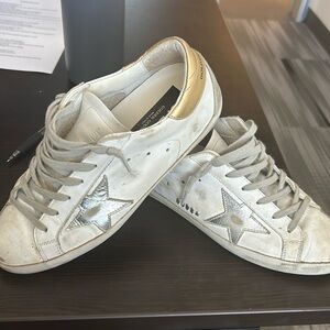White, gold, silver superstar golden goose